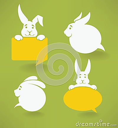 White Easter rabbits silhouettes Vector Illustration