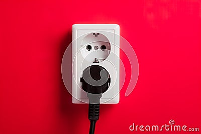 White electric socket on the wall. Stock Photo