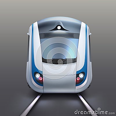 White electric train Vector Illustration