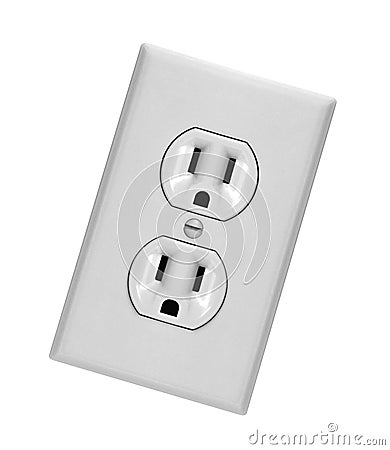 White electric wall outlet receptacle Stock Photo