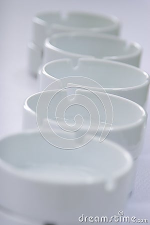 White empty ashtrays Stock Photo