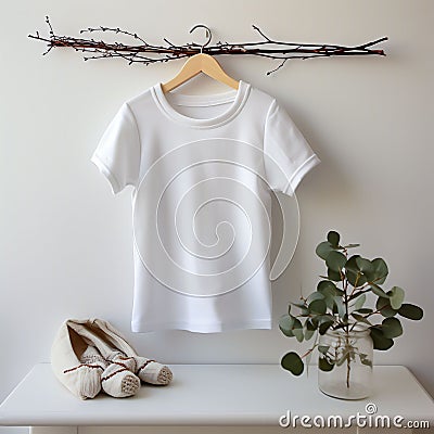 White empty baby shirt mockup.AI generation Stock Photo