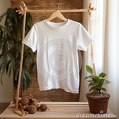 White empty baby shirt mockup.AI generation Stock Photo