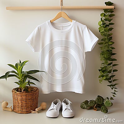 White empty baby shirt mockup.AI generation Stock Photo