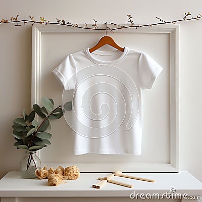 White empty baby shirt mockup.AI generation Stock Photo