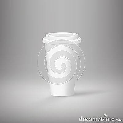 White empty coffee cup template on gray background. Vector Vector Illustration
