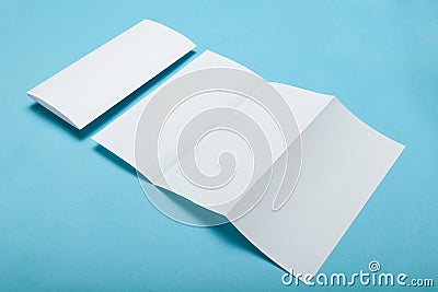 White empty fold leaflet tri fold DL flyer brochure, mockup Stock Photo