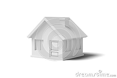 White empty house on a yellow background abstract image. Minimal concept building business. 3D render Stock Photo