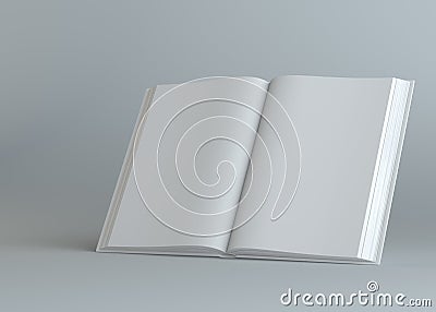 White empty open book on gray background Cartoon Illustration