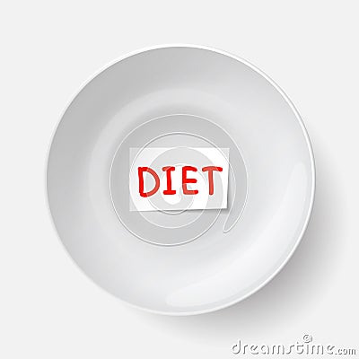 White empty plate for dieting Vector Illustration