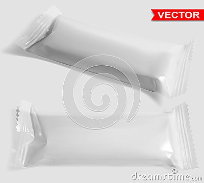 White empty polyethylene package for snack product Vector Illustration