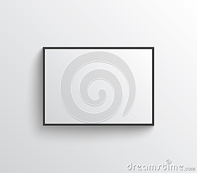 White empty poster with frame mock-up on grey wall Vector Illustration