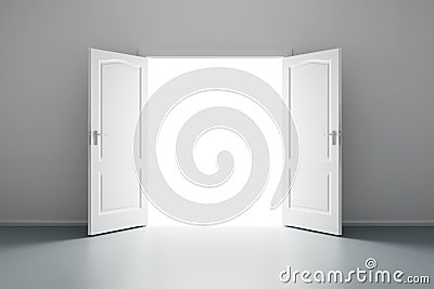 White empty room with opened door Stock Photo