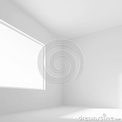 White Empty Room with Window. 3d Rendering of Minimal Office Int Stock Photo