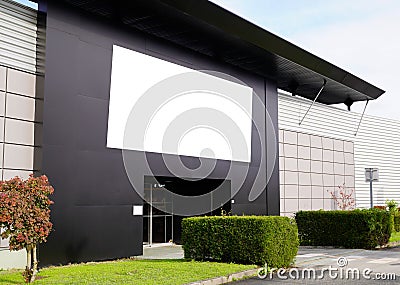 White empty shop signage Blank store sign Square shape Exterior in modern Building Stock Photo