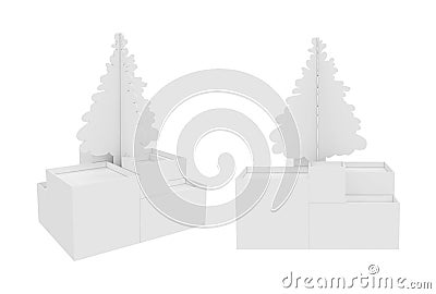 white empty showcase isolated on a white background, 3D rendering Stock Photo