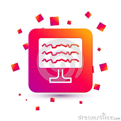White Encephalogram icon isolated on white background. Electrical activity. Square color button. Vector Stock Photo
