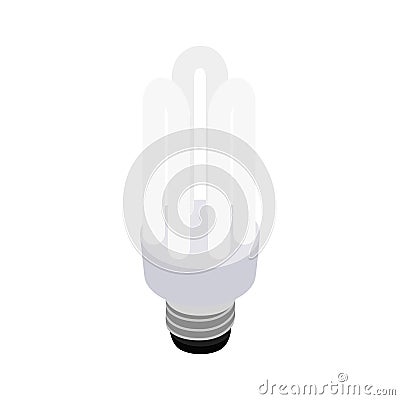 White energy saving bulb icon, isometric 3d style Stock Photo