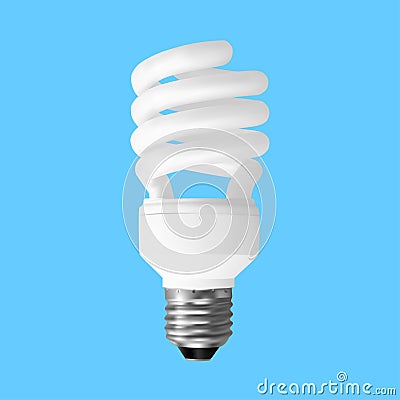 White energy saving lightbulb isolated on blue background Vector Illustration
