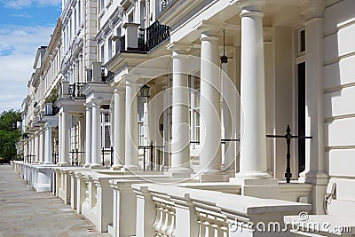 White, english luxury houses facades in London Stock Photo