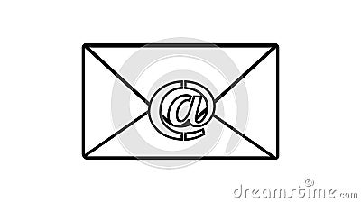 White envelope with a @ sign in the form of a seal Vector Illustration