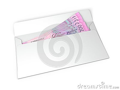 White envelope with ukrainian money Stock Photo