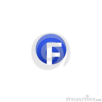 White F letter icon on a blue round background Vector Illustration