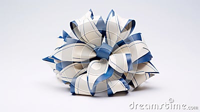 White Fabric Bow Sculpture With Blue Ribbons - Holotone Printing Style Stock Photo