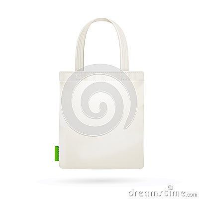 White Fabric Cloth Bag Tote. Vector Vector Illustration