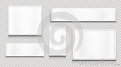 White fabric tags, cloth labels different shapes Vector Illustration