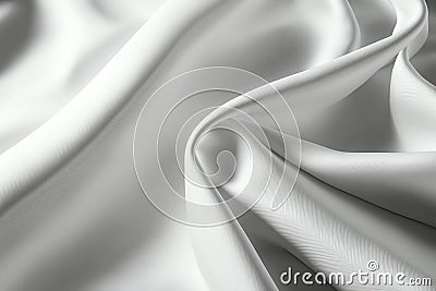 White Fabric Texture Textile Drapery Background, Abstract Colseup. Generative AI Stock Photo