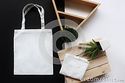 White fabric tote bag Stock Photo