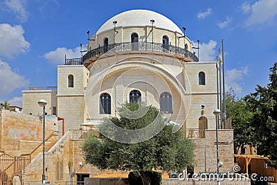 White facade Hurva Synagogue Stock Photo