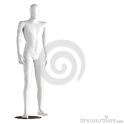 White faceless guy mannequin standing in a normal pose. Isolated on a white background. 3D rendering Stock Photo