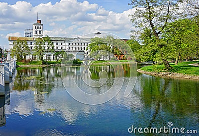 The White Factory, presently the seat of the Central Museum of Textiles at Piotrkowska Street in Lodz, Poland Stock Photo