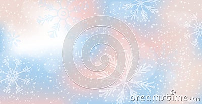 White falling snow, big snowdrifts, different snowflakes, festive Christmas background - Vector Vector Illustration