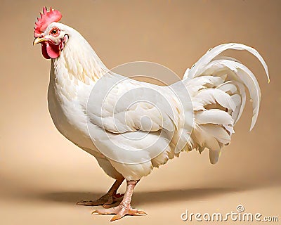 White farm chicken bird livestock animal lifestyle standing portrait isolated Cartoon Illustration