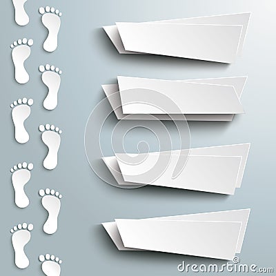 White Feetprint Track 4 Abstract Banners Vector Illustration