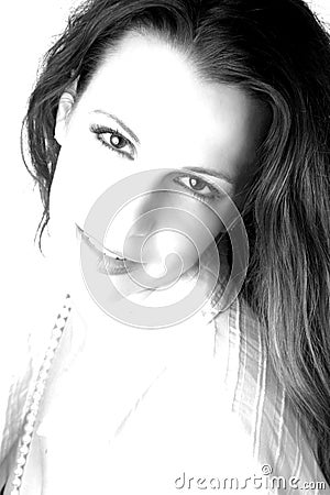 White Female with Pearls - High Contrast Stock Photo