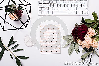 White feminine tabletop flatlay Stock Photo