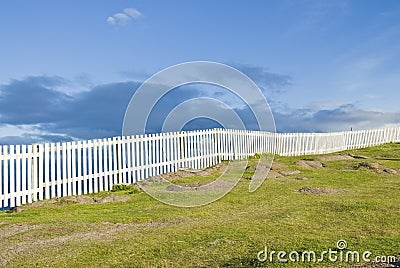 White Fence at Cape Spear Stock Photo