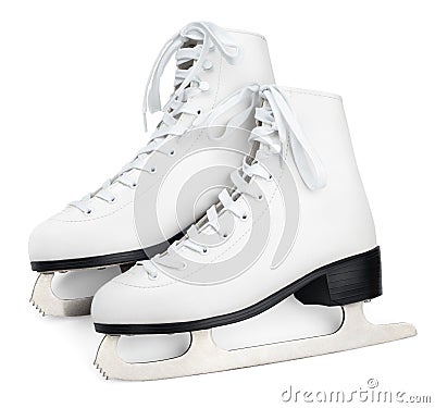 White figure skates Stock Photo