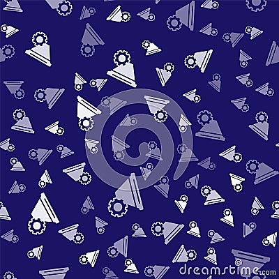 White Filter setting icon isolated seamless pattern on blue background. Vector Vector Illustration