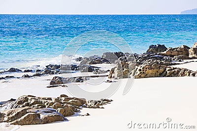 White fine sand coral beach Stock Photo