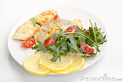 White Fish with Rocket Salad Stock Photo