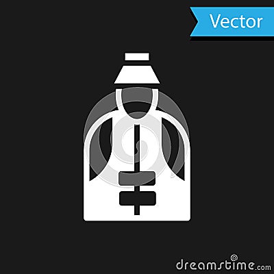 White Fisherman icon isolated on black background. Vector Stock Photo