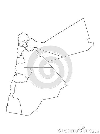 Map of Jordanian Governorates Vector Illustration