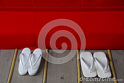White flip-flops Stock Photo