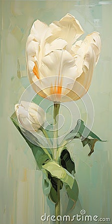 White Tulips: Dynamic Brushstrokes And Digital Art Techniques Stock Photo
