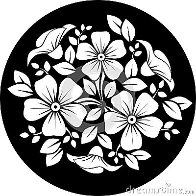 White flower ornament on a black background. Vector Illustration